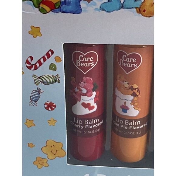 4 Pack Taste Beauty Care Bears Lip Balms Cherry Pecan Pie Blueberry Peppermint - Picture 2 of 10